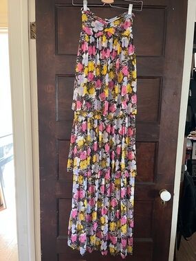DVF & Andy Warhol strapless maxi sheer dress/swim cover up